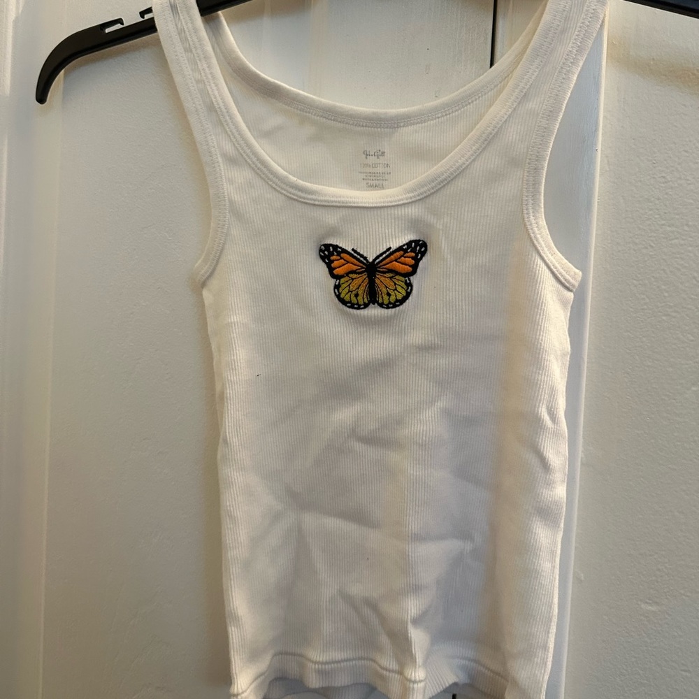 Brandy Melville Beyonca Butterfly Tank White